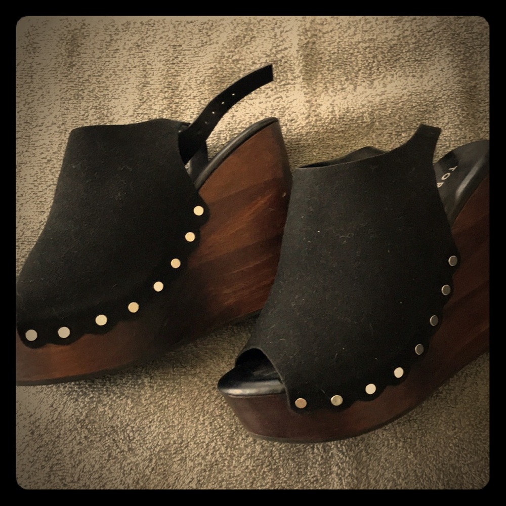 Black Suede Wedge Heels from Torrid Size 9